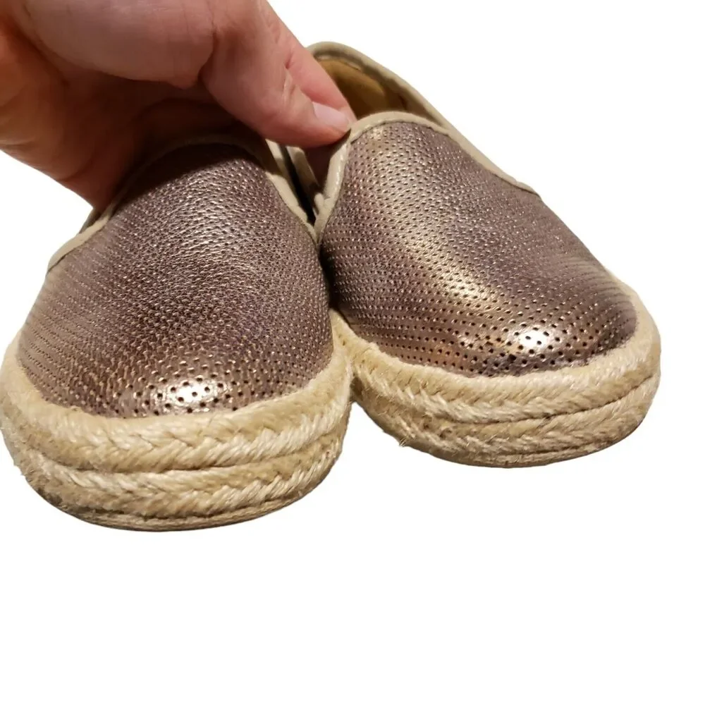 Clarks Women Azella Revere Shoe Size 5 W Loafer Slip On Espadrille Metallic Tan